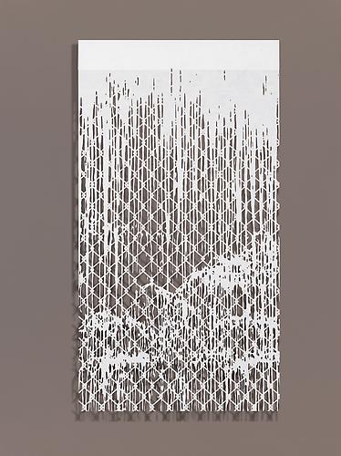 Falling Water III, 2010
Cut paper, Chinese xuan (rice) paper on silk
27 x 50 inches