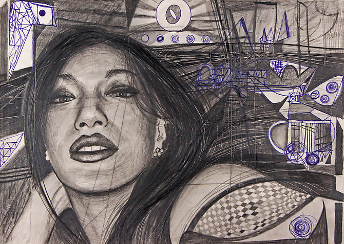 Portrait of Mie
Paul Brainard, 2011
pencil and pen on paper
12 1/2 x 17 1/2 inches