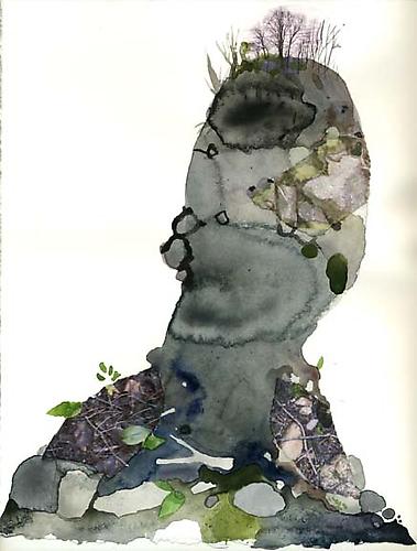 Bust 1, 2007
Watercolor, ink, collage on paper
11 x 14 inches