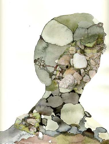 Bust 4, 2007
Watercolor, ink, collage on paper
11 x 14 inches