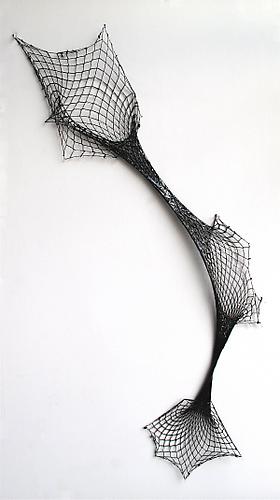E.V. Day
Blow Out   2009
Black fishnet stocking with resin and two pins
40 x 18 in