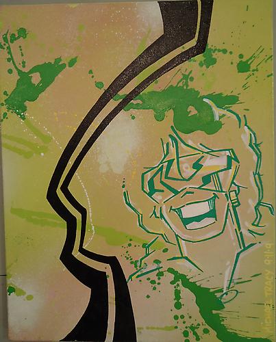 Tracy168, Untitled, 2009.
Spraypaint, acrylic and paint marker on canvas, 20 1/8 x 16 inches.