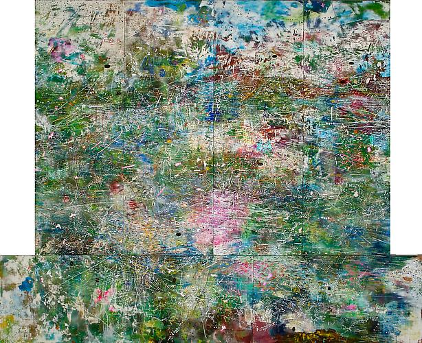 GO GREEN, RGB SERIES | MULTIMEDIA ON WOOD | 350 X 310 CM | 2008