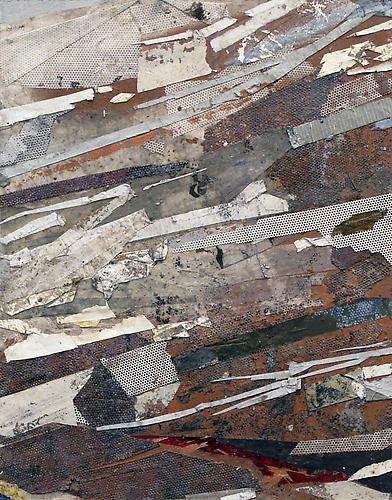Ryan Wallace, Untitled (2.13) #2 (2013)
Enamel, Acrylic, Cold Wax, Raw Pigment, Crystallina, Cut Paper, Artist Tape, Duct Tape, Jade Adhesive, Aluminum Tape On Panel
20h x 16w in (50.8h x 40.64w cm)