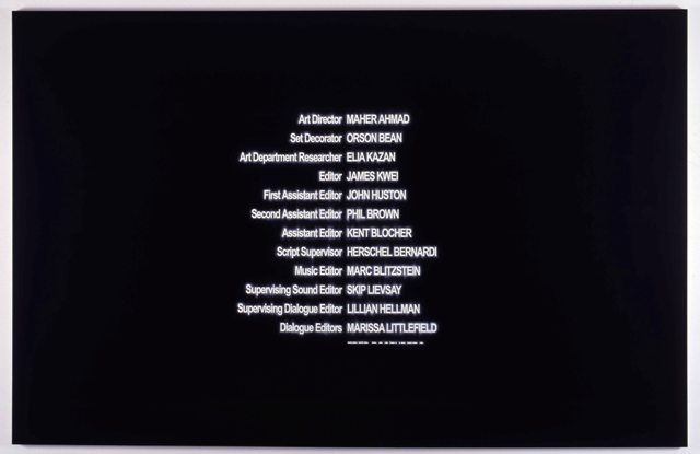 Black List: Art Director, 2006.
Acrylic on linen, 77 x 120 inches.
