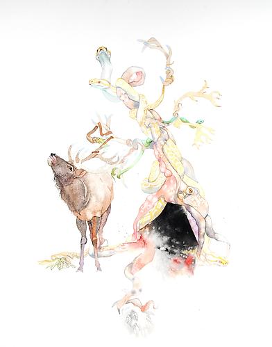 Laura Ball, Grope (2011)
Watercolor, Graphite On Paper 
20h x 16w in (50.8h x 40.64w cm)