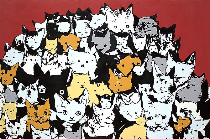 Cat Mountain, 2012
Acrylic and Enamel on Canvas over Panel, 48 x 72 inches.