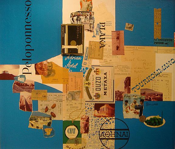 Alex Steinweiss (signed Piedra Blanca)
Athens West, circa 1977
Collage on Board
20 x 24 inche