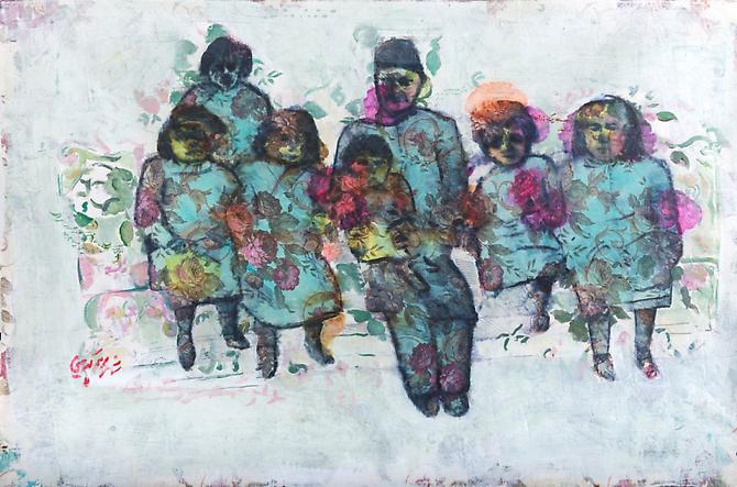 Family 2011
Mixed media on fabric
51 x 78 in / 130 x 198 cm