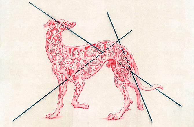 JAMES JEAN
Coral Hound, 2011
Color pencil, graphite and acrylic on paper
30 x 43 inches