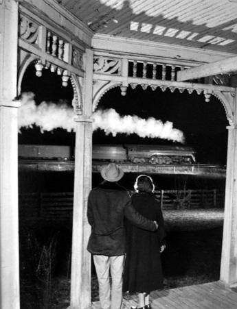 Mr. & Mrs. Ben Franklin Pope Bid Farewell to Class J Pulls, the Last Steam Train to Bristol
December 31, 1957
gelatin silver contact print