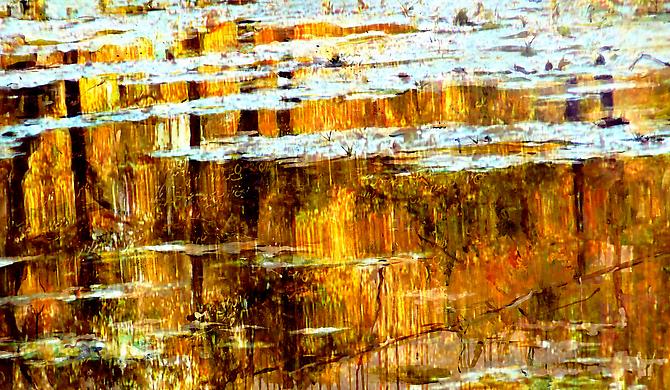 Shoja Azari and Sharam Karimi
Autumn   2007-2008
Series I (medium); Edition of 5, 2 AP
Acrylic on canvas with video projection
29 x 52 in / 74 x 132 cm
Series II (large); Edition of 3; Acrylic on canvas with video projection
50 x 86 in / 127 x 218 cm