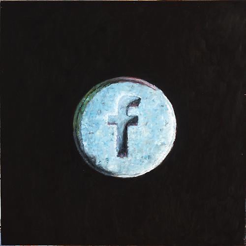 Ryan Shultz, Facebook Pills, 2010.
Oil on canvas, 24 x 24 inches.