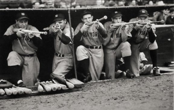 Bats as Guns with Gehrig, Gordon, Henrich, DiMaggio, and Dickey
not dated
gelatin silver print
