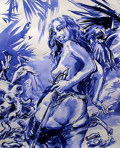 The Similar Hydra (2011)
Ink, Watercolor, Pastel On Paper
17h x 14w in (43.18h x 35.56w cm)