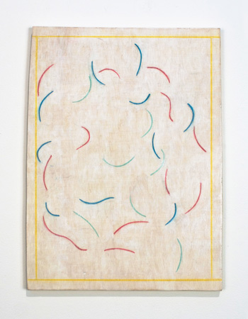 Serie "Dibujo", 2011, Color pencil, acrylic on shaped wood panel, 12 x 9 inches