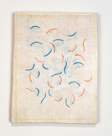 Serie "Dibujo", 2011, Color pencil, acrylic on shaped wood panel, 11.75 x 9 inches