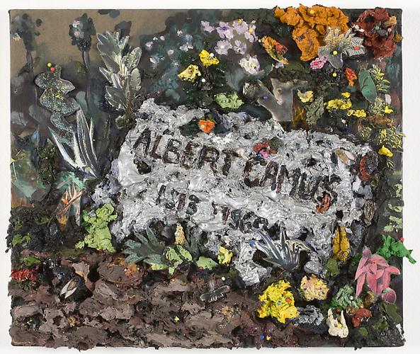 Camus, 2008
mixed media on canvas
14 x 16 inches