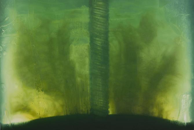 C3H8O2, H2O, NaC18H36O2, C9H10O2, C28H20N2Na2O8S2, 2010. 
Oil on linen, 28 x 42 inches.