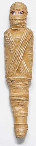 Mummified Barbie, 2007
Barbie doll, mixed media
11 x 3 x 1 inches