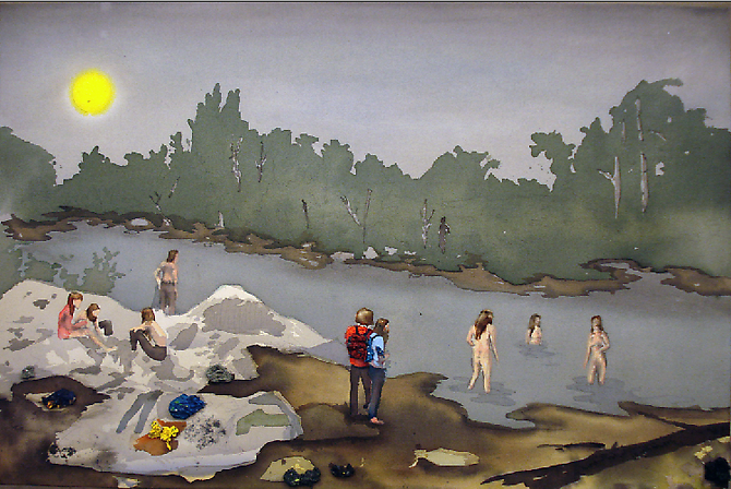 Down by the River, 2010
mixed media on canvas
45 x 69 inches