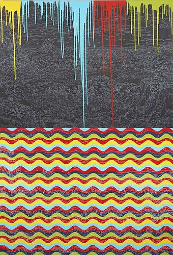 Making Waves, 2008.
Silkscreen, acrylic on canvas, 92 x 60 inches.