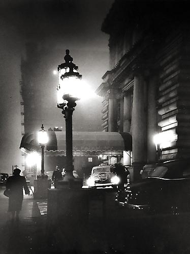 Foggy Night in San Francisco's Nob Hill, Entrance to the Fairmont Hotel
circa 1950's
vintage gelatin silver print
