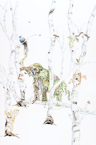 Laura Ball, Collecting (2013)
Watercolor And Graphite  On Paper
40h x 26w in (101.6h x 66.04w cm)