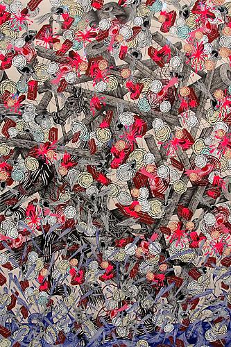 Andrew Schoultz, Unrest (2011)
Mixed Media On Paper
44h x 30w in (111.76h x 76.2w cm)