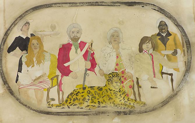 Any Day Can Be Your Last In The Jungle (2012)
Acrylic, Ink, Coffee, Tea On Paper
30h x 44w in (76.2h x 111.76w cm)