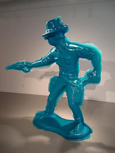 Blue Cowboy #1 (Gunslinger), 2006.
3-D digital scanning, CNC digital sculpting, Reinforced fiberglass composites, Urethane, 80 x 70 x 22 inches.