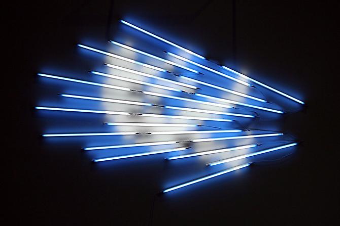 Free Fall 3, 2011
fluorescent lights and color filters
37 1/2 x 81 inches