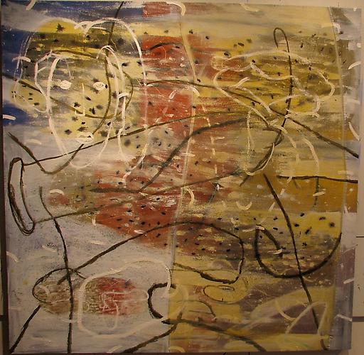  Heir Line , 2011
Mixed media on drop cloth
59 ¾ x 59 ¾ inches