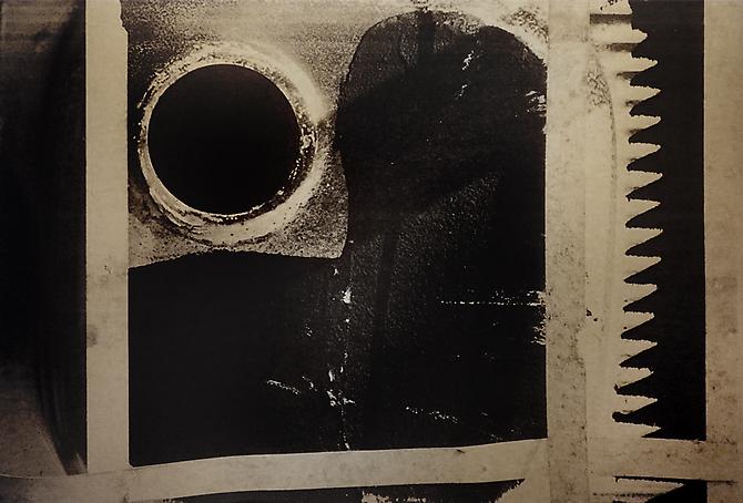 Dennis Hopper 
Untitled (portal), 1989
 Unique screenprint (gold) on aluminum, based on the photograph taken in 1962 
Image: 36 x 53 inches