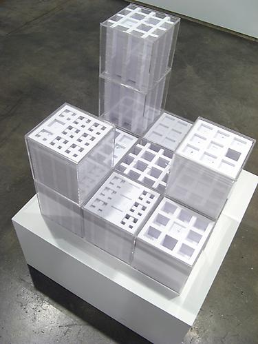 Each cube, 8 x 8 x 8 inches