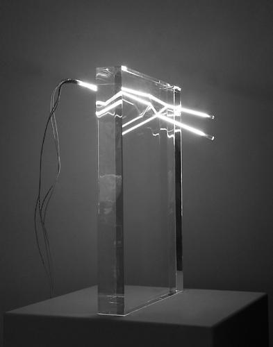 A Moment Defined By A Point And A Line (King Faisal), 2010
(edition 2/3 + 1 AP)
arcylic and CCFLs (cold cathode fluorescent lamps)
16 ½ x 12 x 8 inches