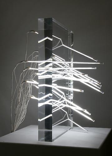 A Moment Defined By A Point And A Line (Malcolm X), 2010
(edition 2/3 + 1 AP)
arcylic and CCFLs (cold cathode fluorescent lamps)
16 ½ x 12 x 8 inches