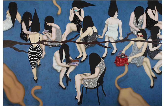 Kezban Arca Batibeki
Hairy Tale, 2011
mixed media, embroidery and collage on canvas
79 x 118 in / 200 x 300 cm