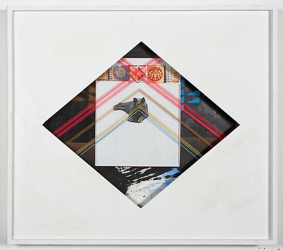  Kittycat , 2011, vintage collage, acrylic on paper in custom frame, 24 x 27 inches