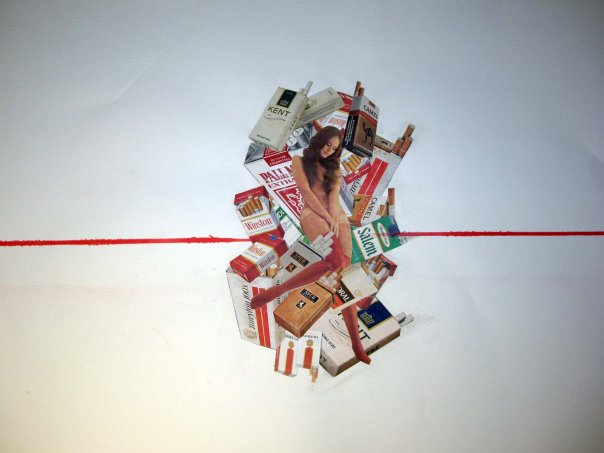 Kevin Kay
 Les Femmes Cigarette , 2005
Mixed media on paper
29 x 43 inches