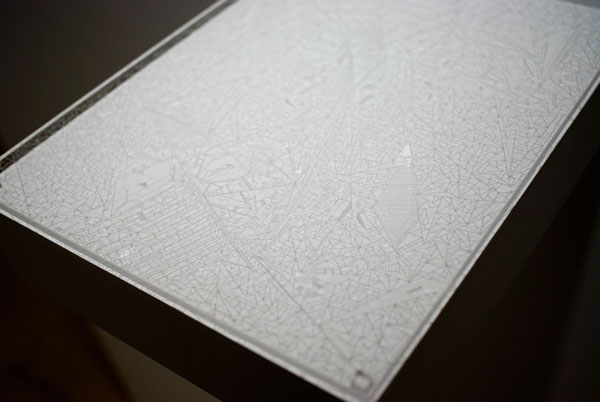 Marco Maggi, Hipo Real-Flat, 2009
Cuts on Plexiglas, wooden shelf, 3 x 9.5 x 11 inches