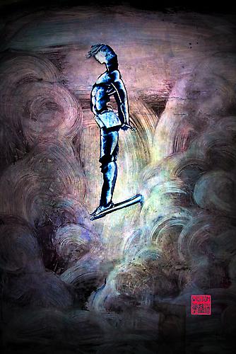 Untitled (Blue Surfer/Longboard), 2010
Oil on Mylar in plexi light box
32 x 44 inches