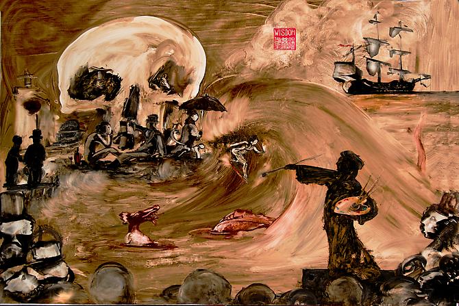 Untitled (Self-Portrait Surf Painter), 2010
Oil on Mylar in plexi light box
32 x 44 inches