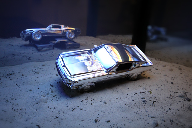 Phoenix (detail), 2011
(unique)
television, car, video (5 minute seamless loop), sand and wood
20 x 28 x 67 inches