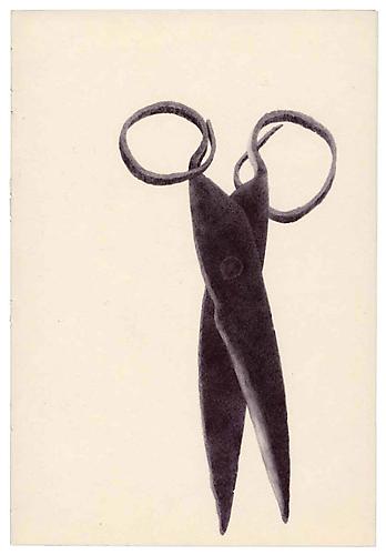 Untitled (Scissors), ballpoint on paper, 8 x 5.55 inches