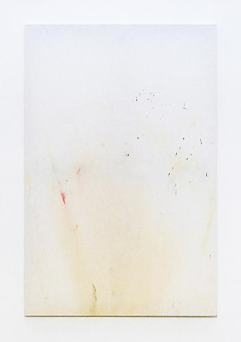 someone else's painting (ours), 2011.
cotton fabric used as a tablecloth and a shower curtain, stretcher frame, 73 5/8 x 48 7/8 inches.