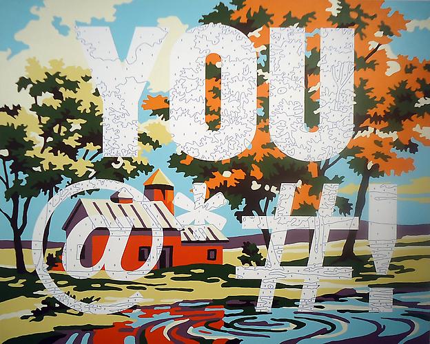 Trey Speegle
YOU @#!, 2011.
Acrylic paint and archival pigment on canvas, 48 x 60 inches.
