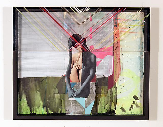  Strange Sisters , 2011
Vintage collage, acrylic on board with etched plexiglass in custom frame
13 x 15 inches