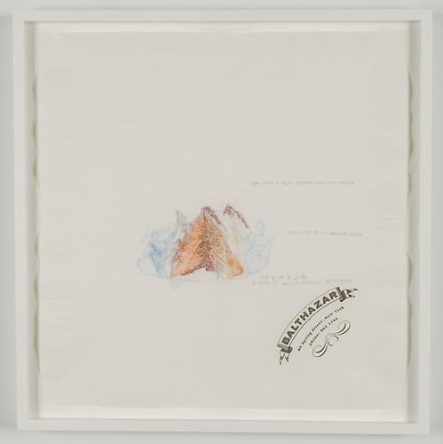 Yuken Teruya, Dessert Project (Balthazar), 2009
Graphite and colored pencil on napkin, 13 x 13 inches