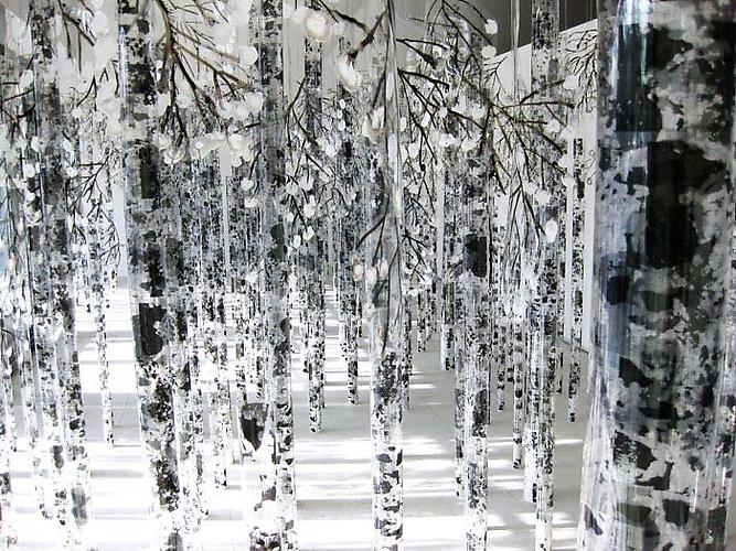 Traverse (detail), 2009
acetate, mylar, ink, acrylic, pvc, pipes and cement
dimensions variable